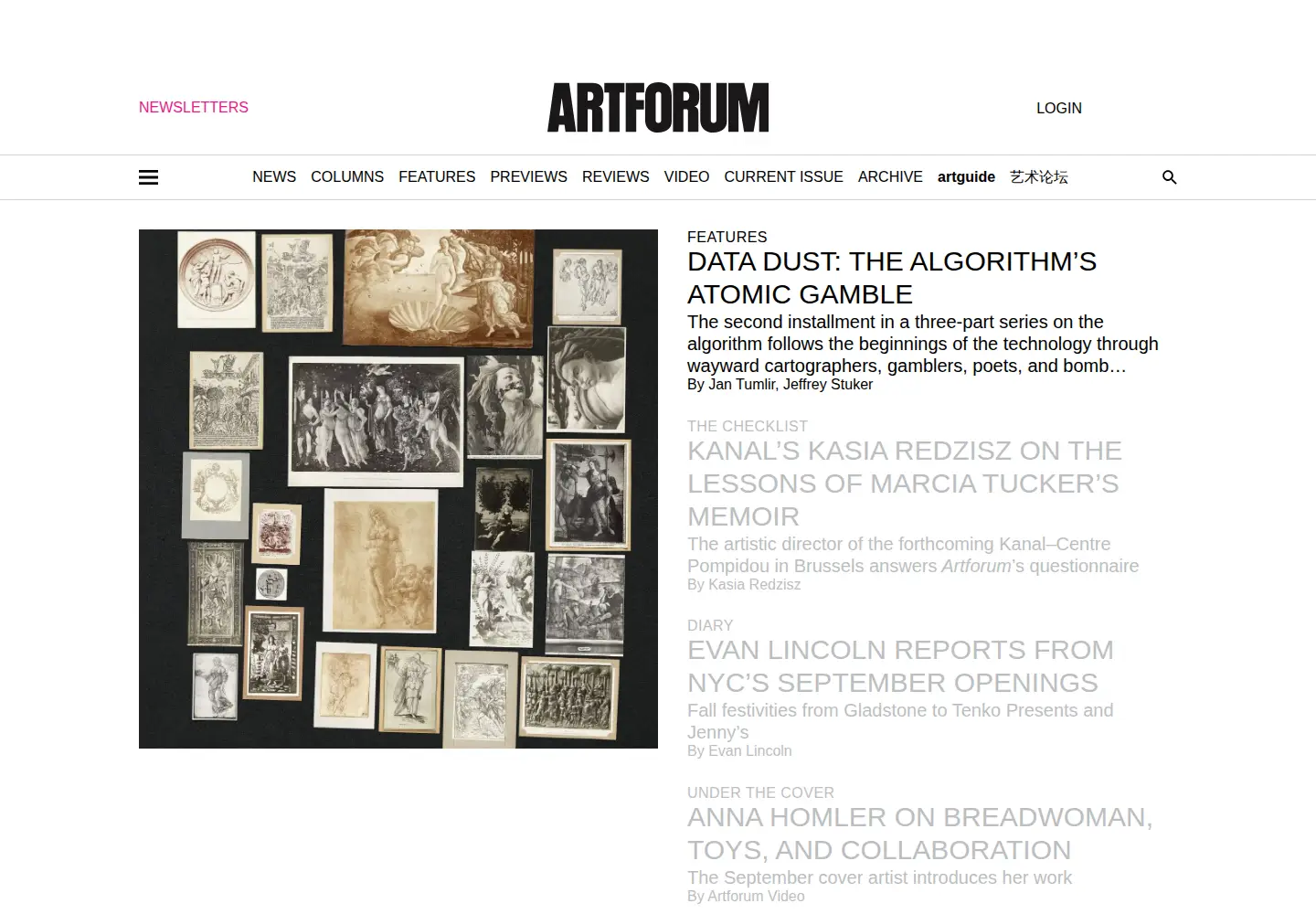 Screenshot of artforum.com