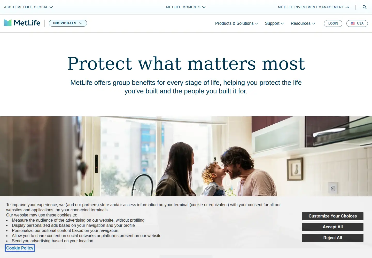 Screenshot of metlife.com