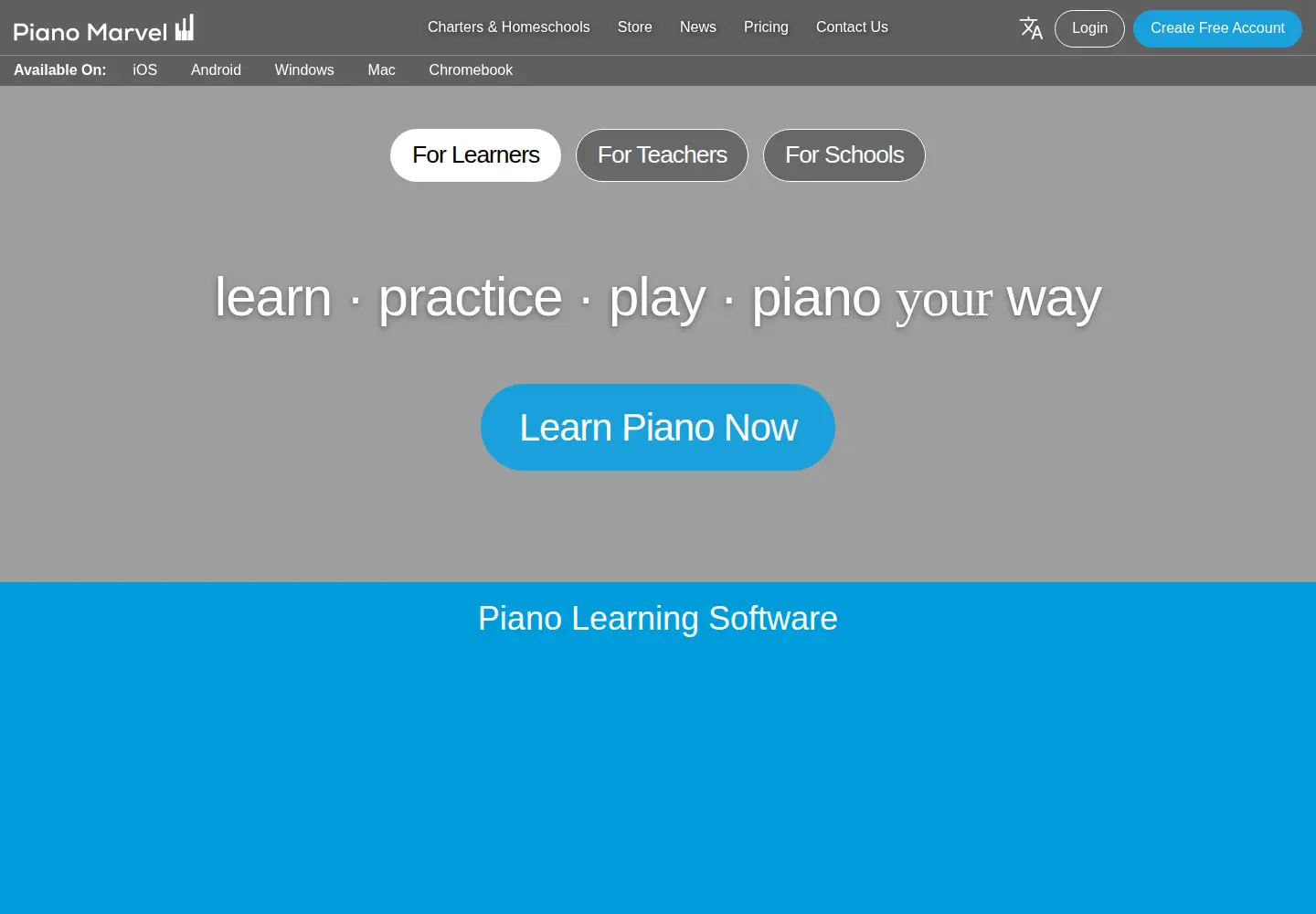 Screenshot of pianomarvel.com