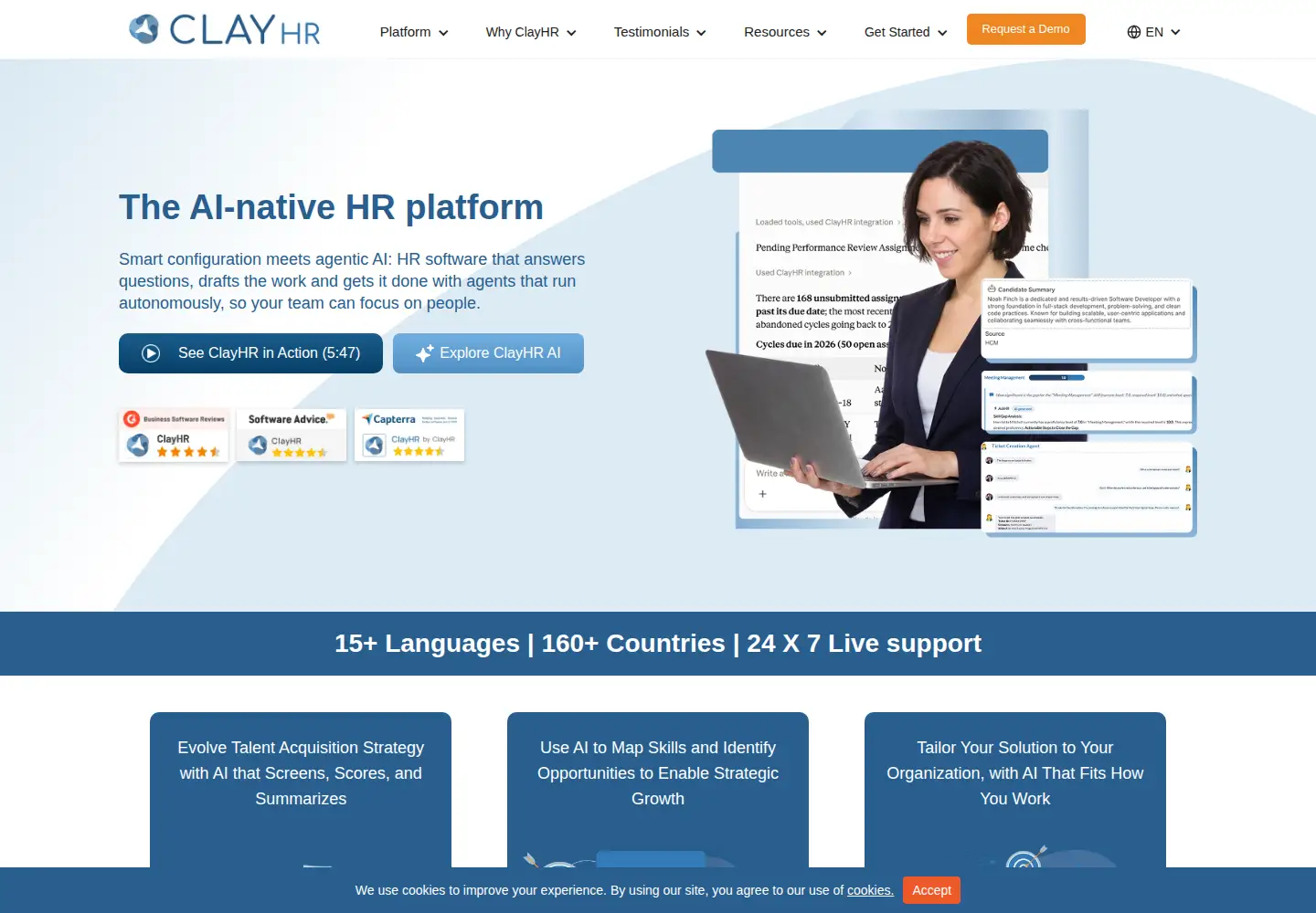 Screenshot of clayhr.com