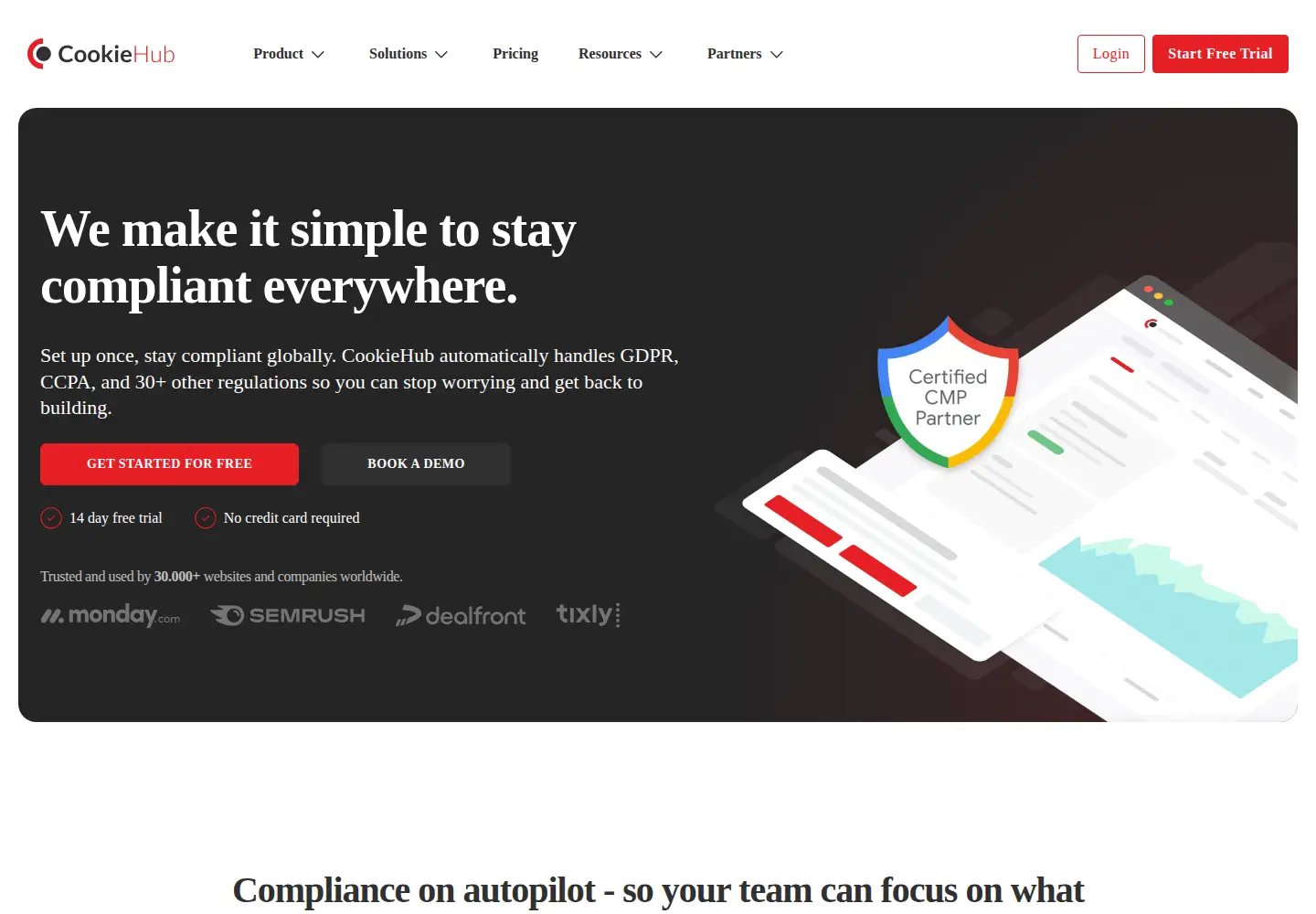 Screenshot of cookiehub.com