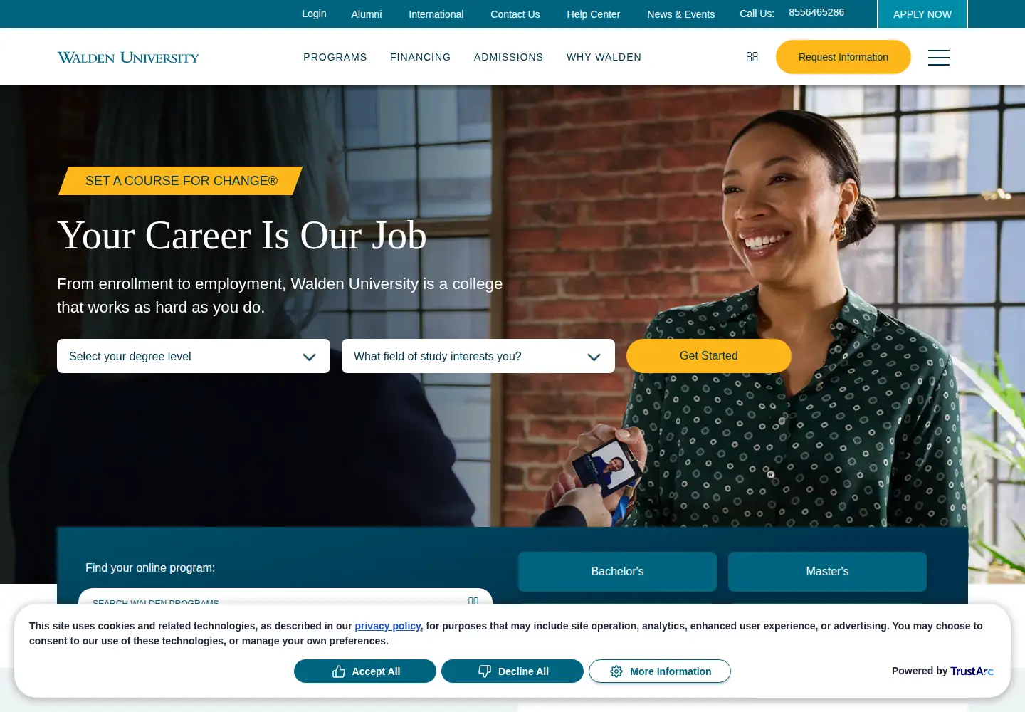 Screenshot of waldenu.edu