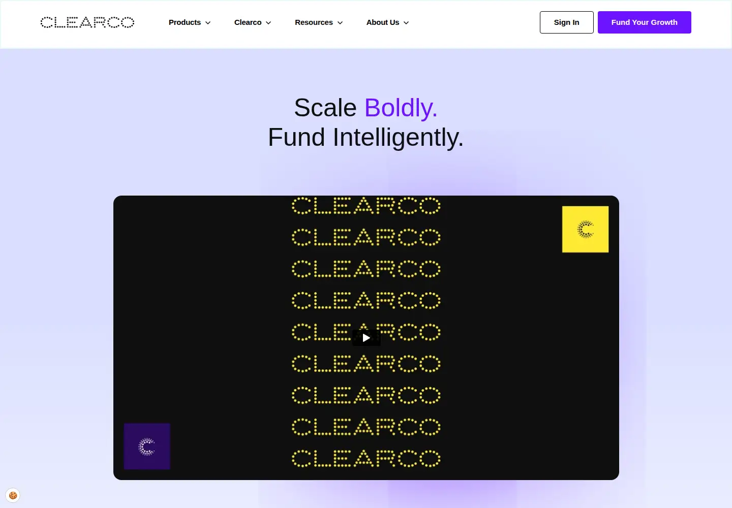 Captured homepage of clearco.com in the current scan