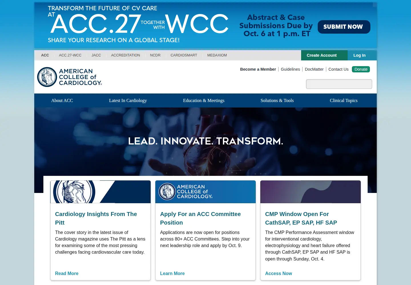 Screenshot of acc.org