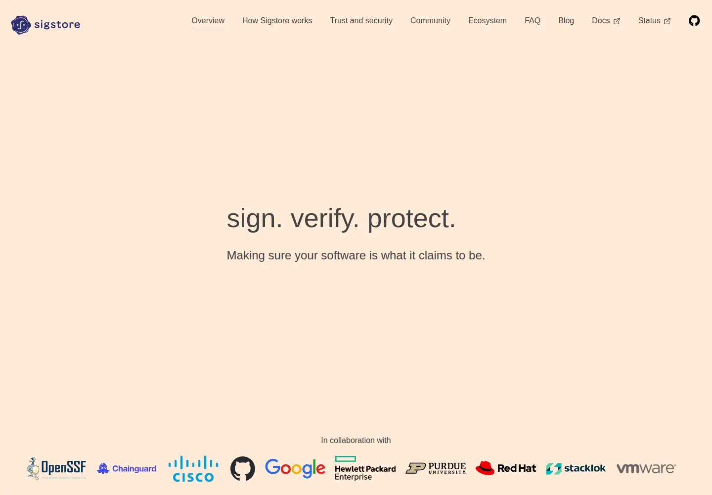 Screenshot of sigstore.dev