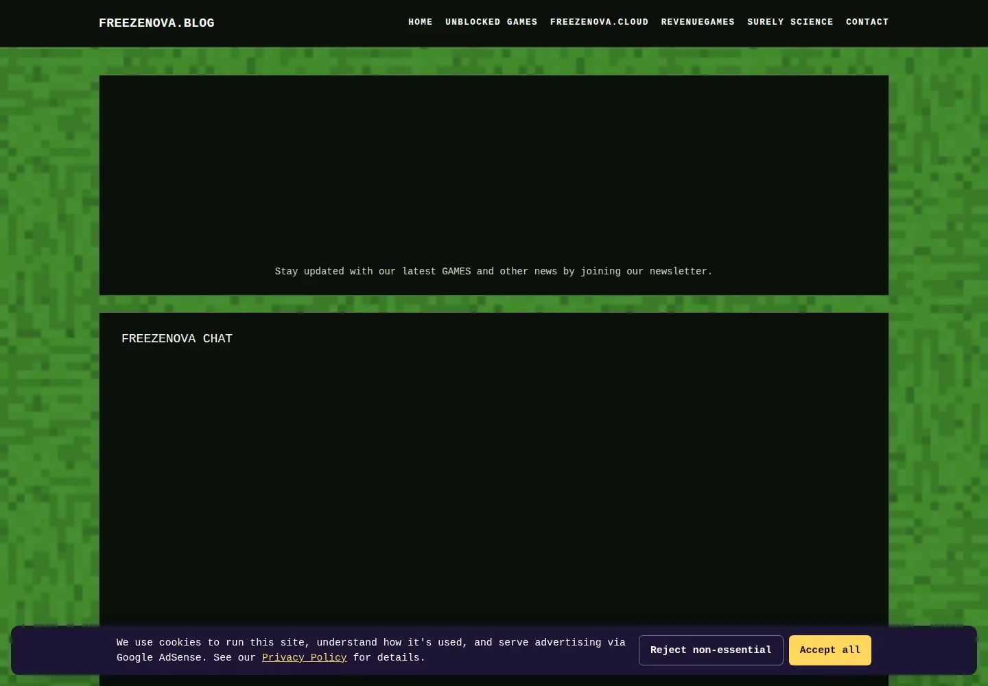 Captured homepage of freezenova.blog in the current scan