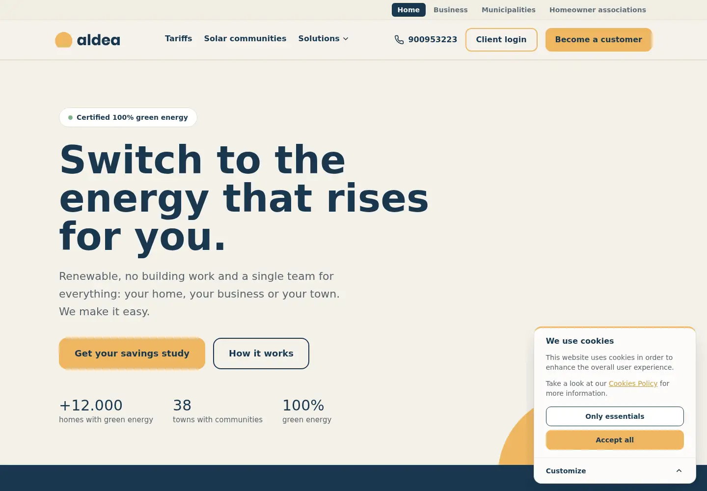 Screenshot of aldeaenergy.com
