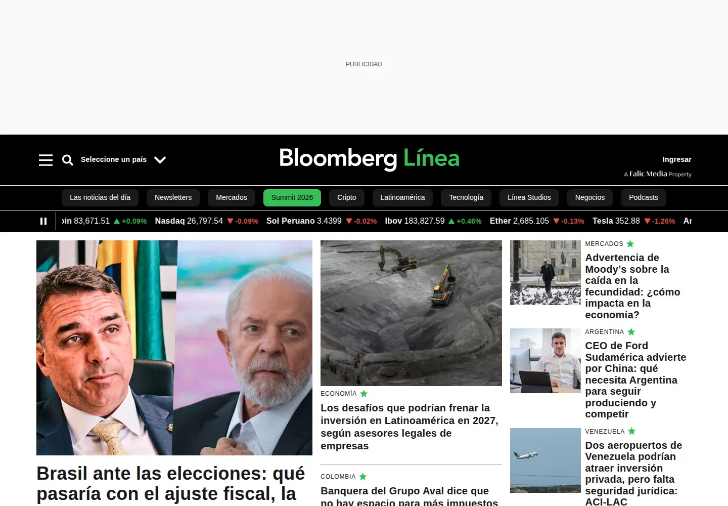 Screenshot of bloomberglinea.com