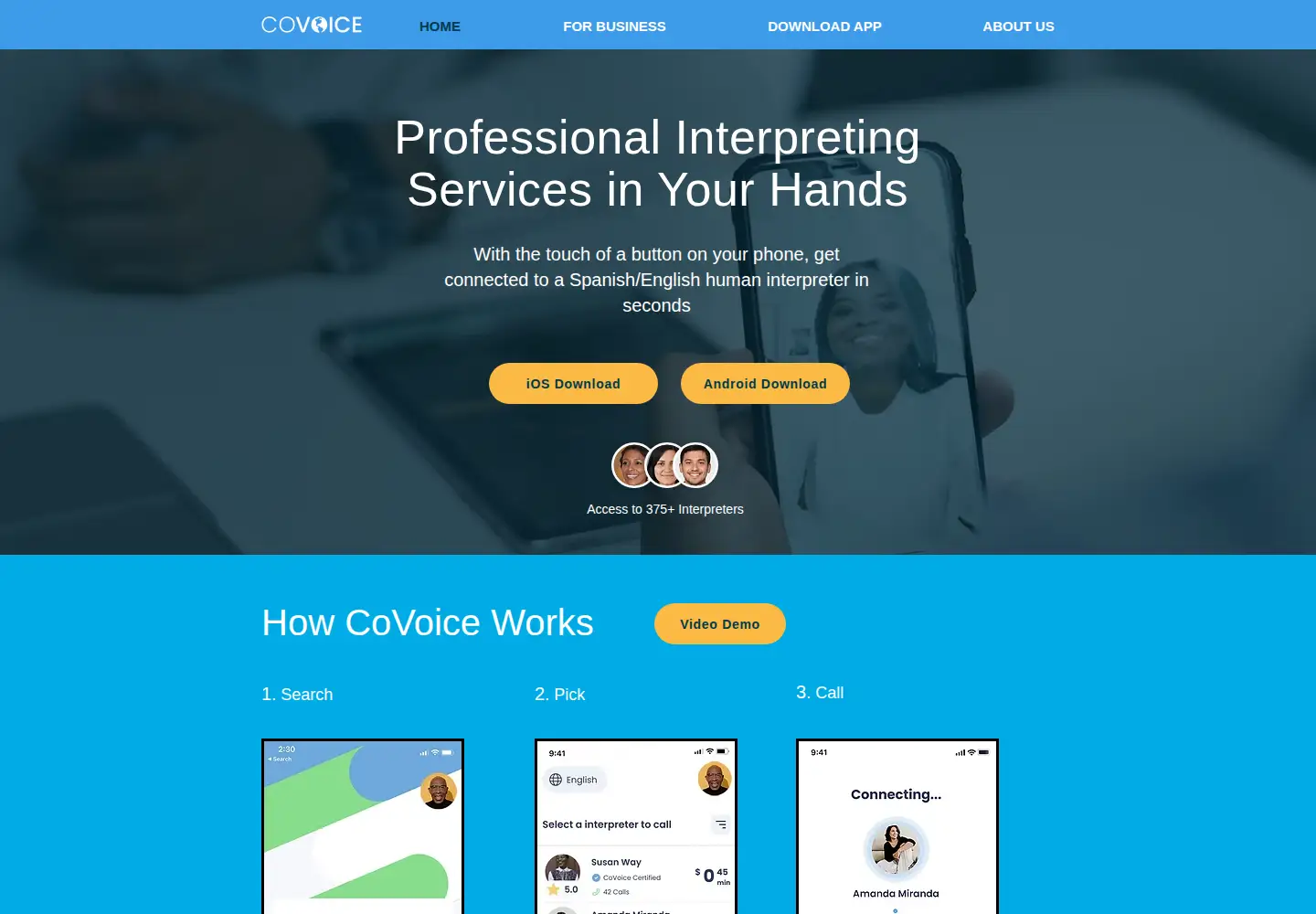 Screenshot of covoice.io
