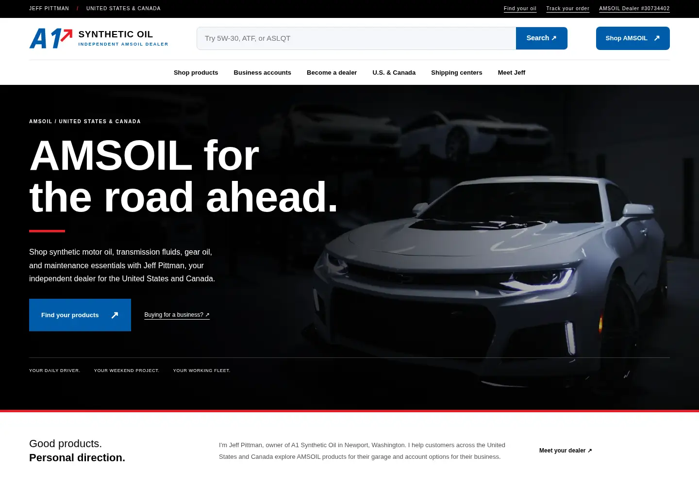 Captured homepage of a1syntheticoil.com in the current scan