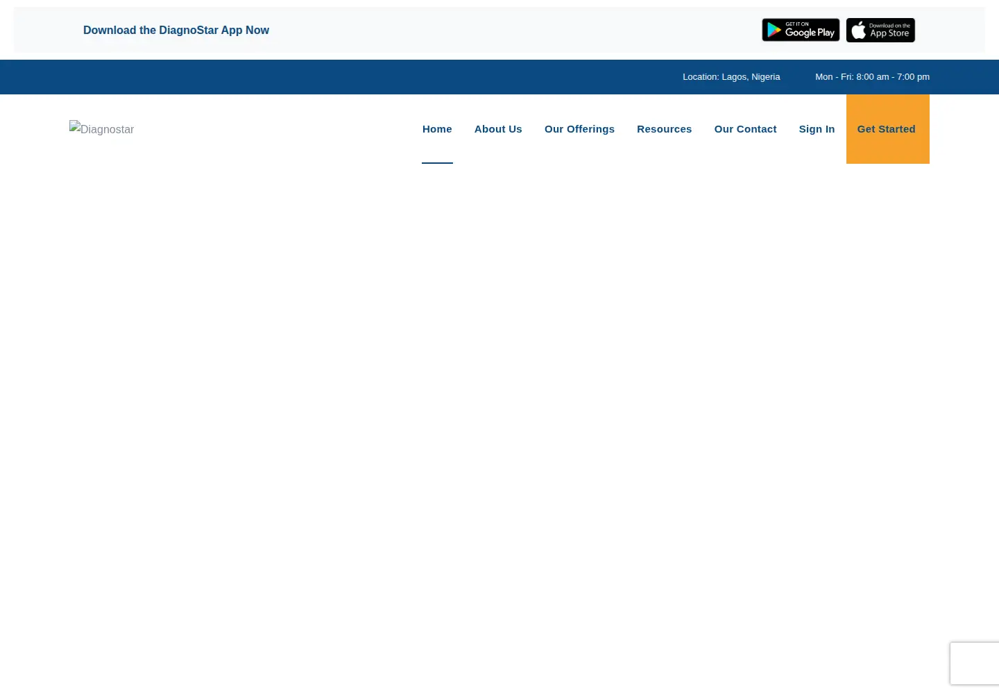 Captured homepage of diagnostar.com in the current scan