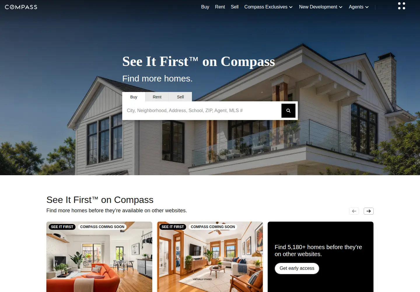 Screenshot of compass.com