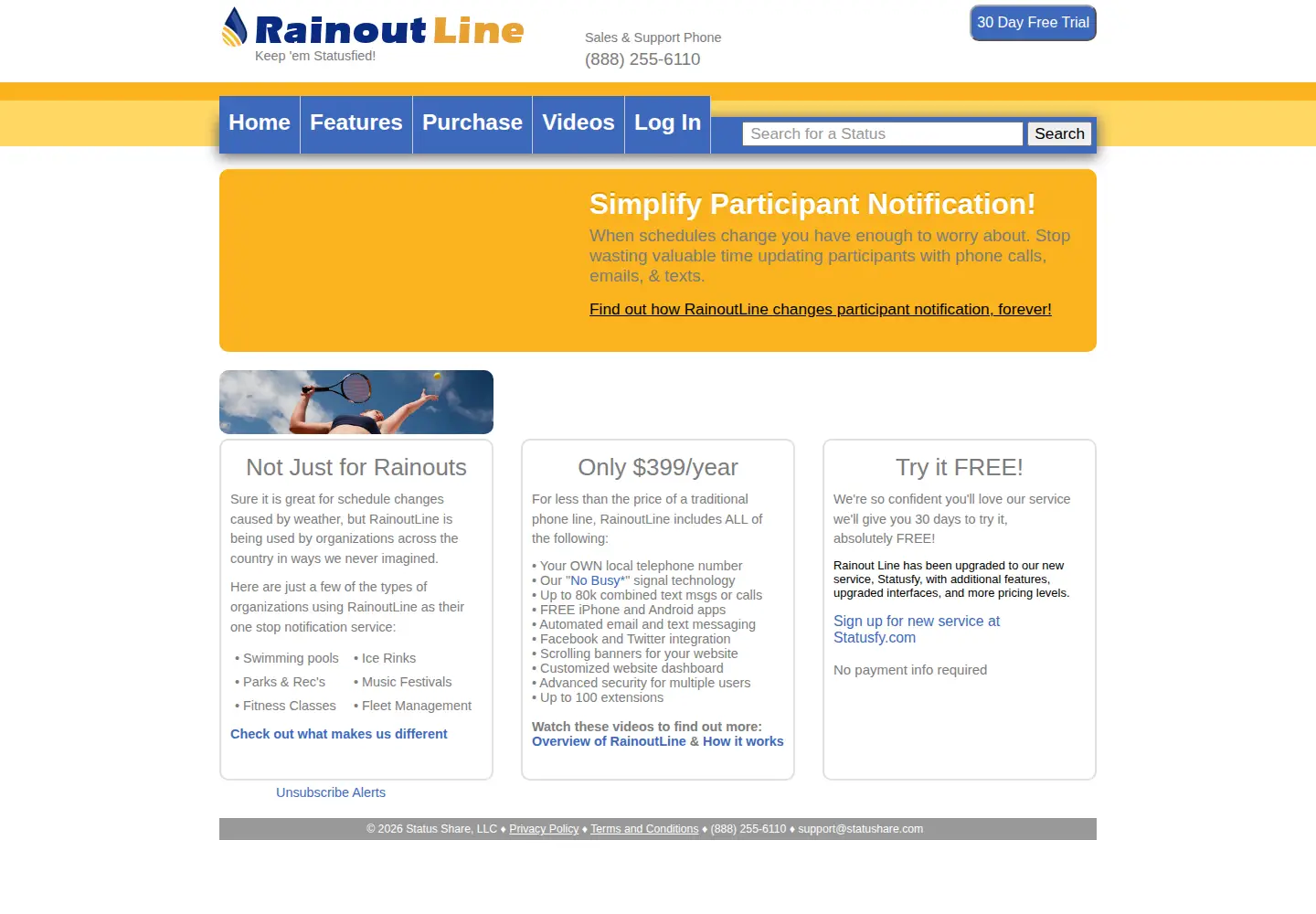 Screenshot of rainoutline.com