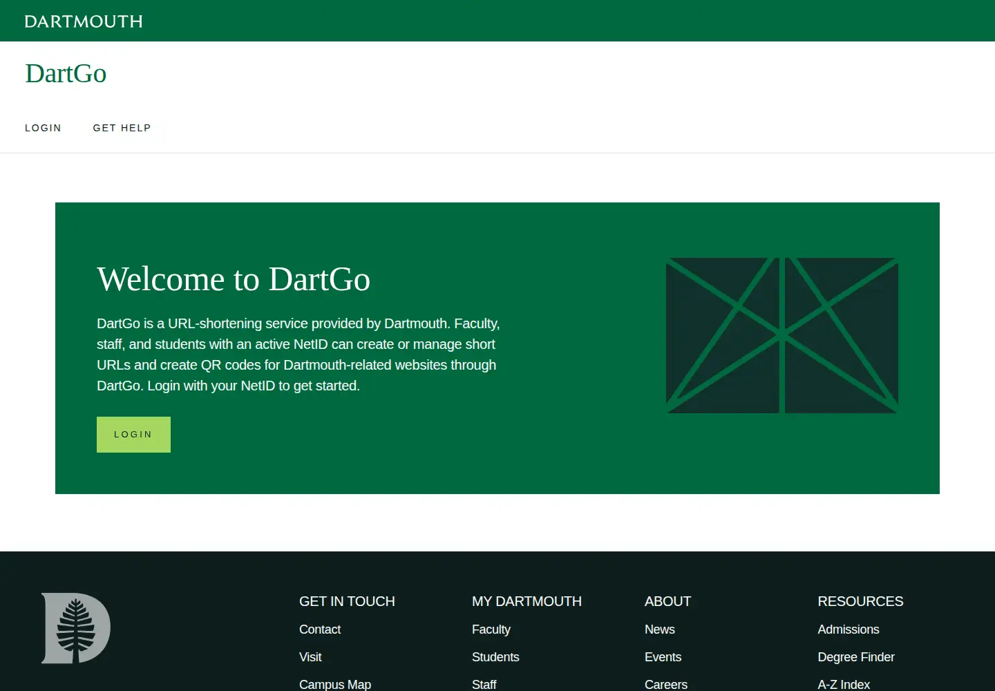 Captured homepage of dartgo.org in the current scan