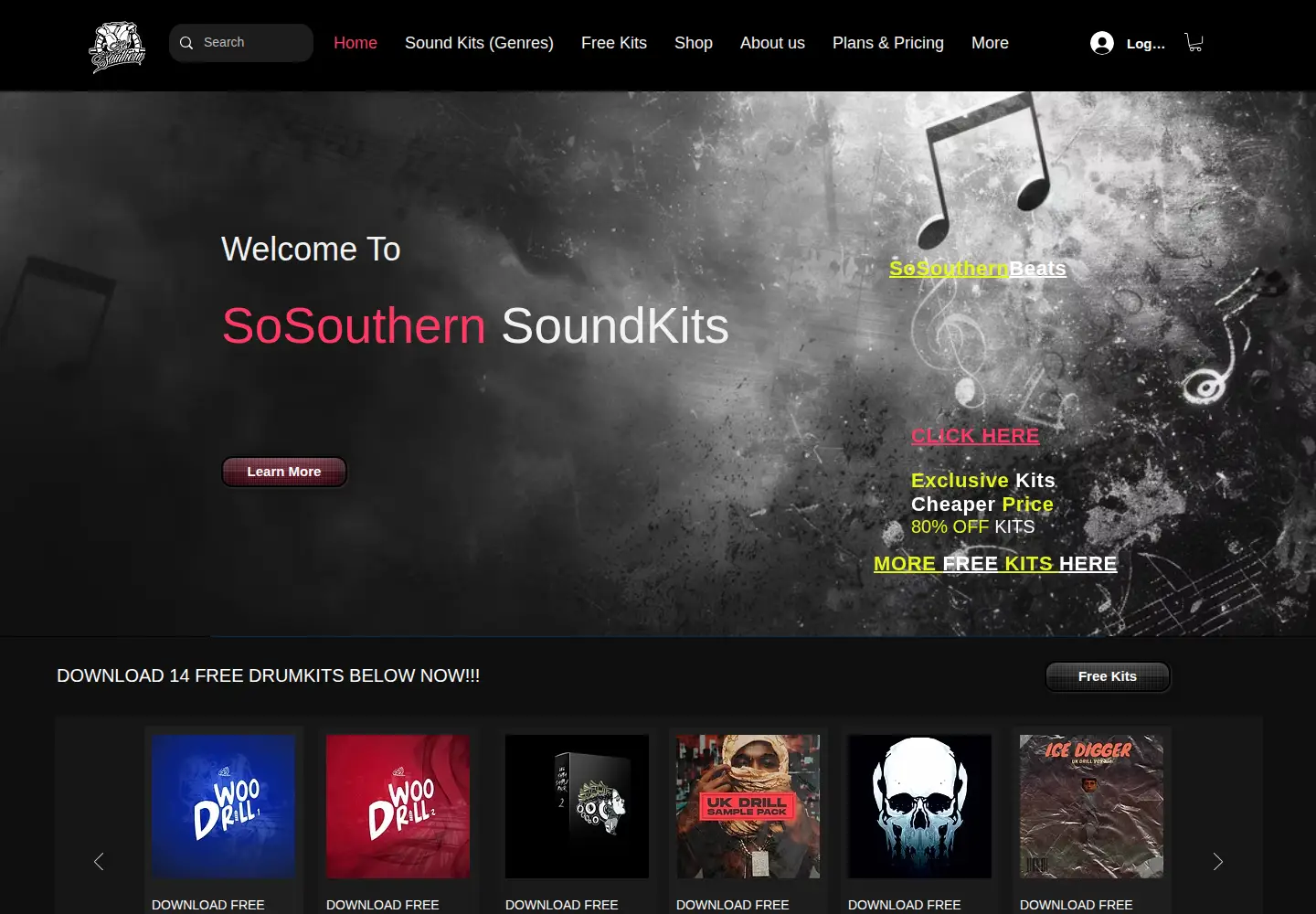 Screenshot of sosouthernsoundkits.com