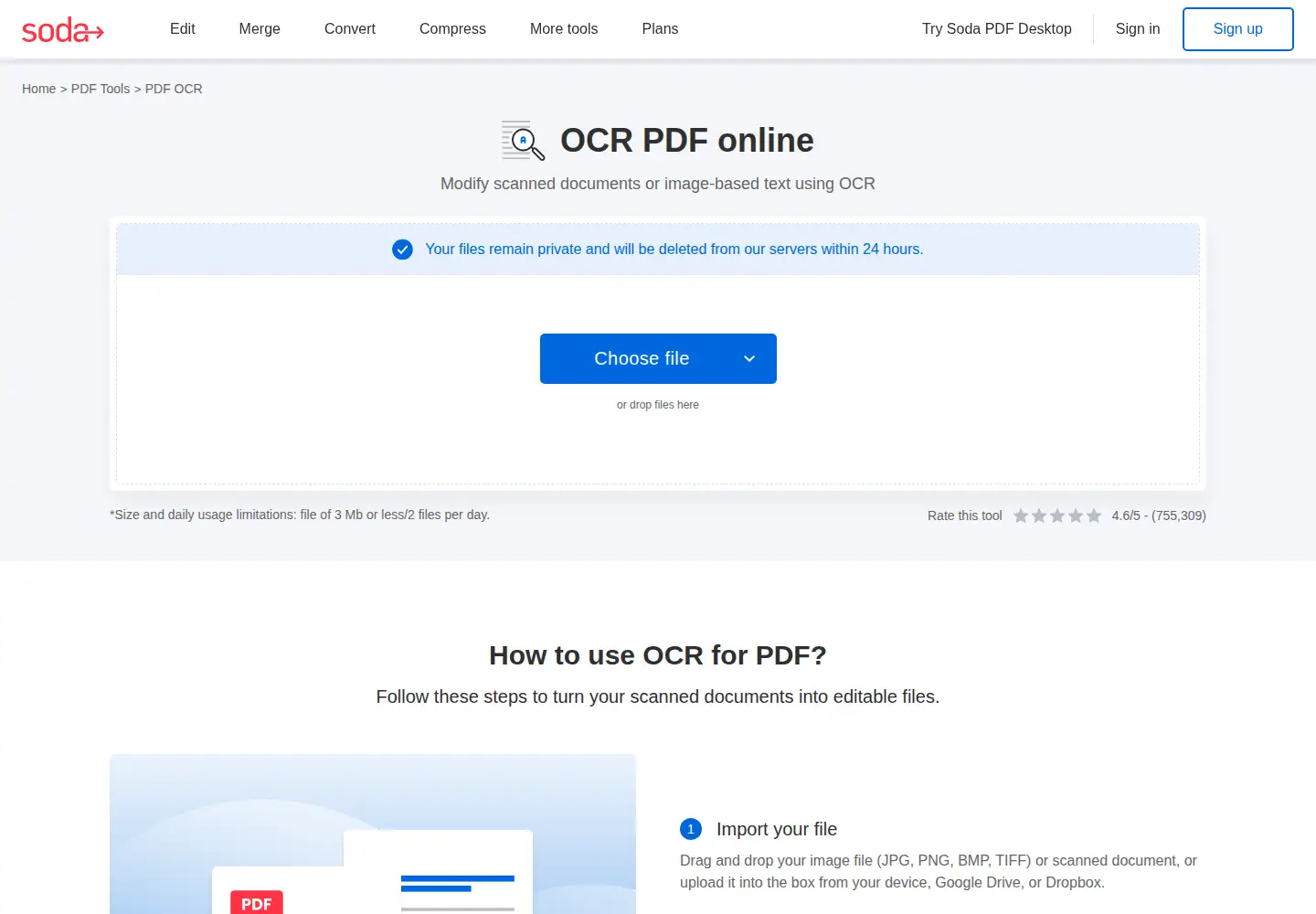 Screenshot of free-ocr.com